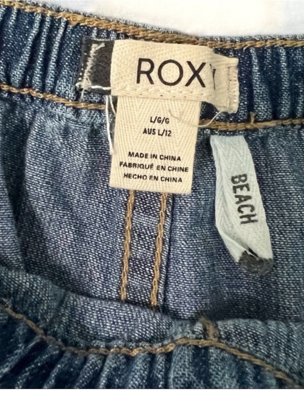 Roxy ~ Slow Swell Pants ~ Elastic & Drawstring ~ Summer Denim Blue Wash ~ Beachy - Picture 6 of 8